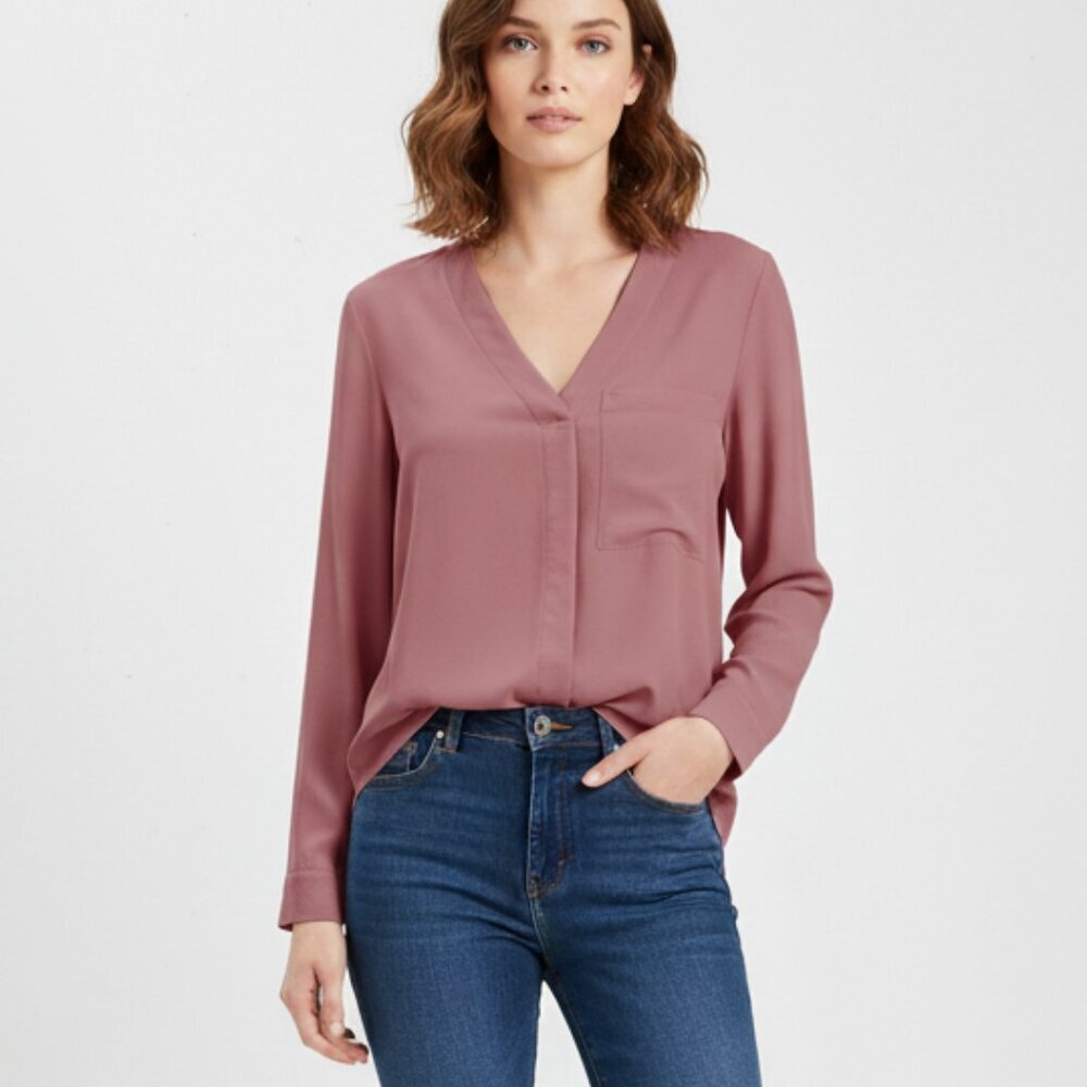 Topshop Mauve Cropped Blouse Diagonal Pleat Back Size Us 6 Nwot